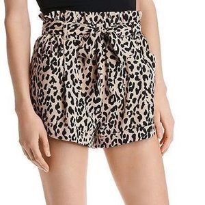 Aqua cheetah print tie paper bag style shorts